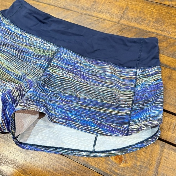 Lululemon Speed Up Interconnect Blue Multi Athletic Stretch Low Rise Shorts 6 - Picture 6 of 14